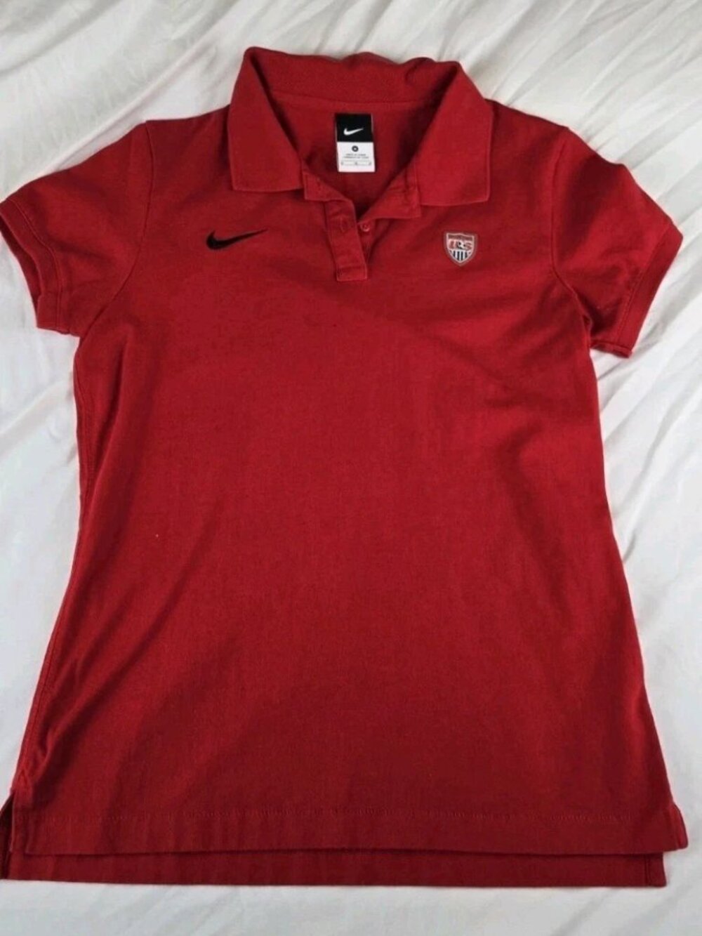 Nike USA Soccer Polo Shirt Women's Red Embroidered Swoosh - Size Medium - Picture 2 of 6